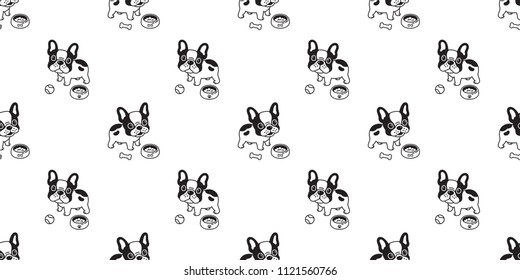 french bulldog seamless pattern dog vector bone bowl tile background repeat wallpaper tile scarf isolated illustration