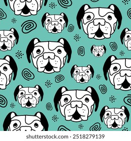 Patrón sin fisuras bulldog francés. Perfecto para la ropa de los niños, tela, textil, vivero 