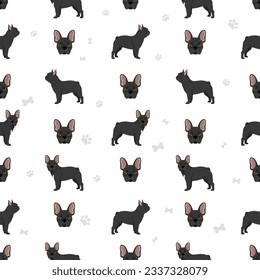 Patrón sin costuras de bulldog francés.  Ilustración del vector