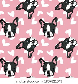 French bulldog seamless textile dog pattern vector repeat wallpaper tile background scarf isolated
