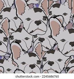 French Bulldog seamless vector art