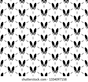 French bulldog seamless vector pattern