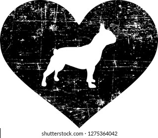 French Bulldog silhouette in black heart