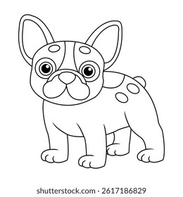 French bulldog silhouette coloring page hand drawn for kids