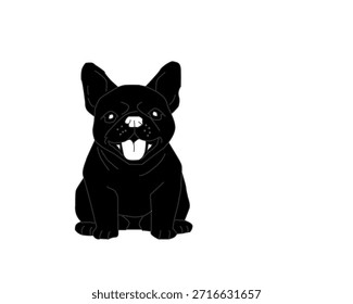 Vista frontal y posterior de la silueta del bulldog francés. Ilustración de forma de perro mínima. Lindo Vector Animal Cachorro. Gráfico de mascotas simple aislado.

