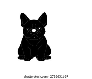 Vista frontal y posterior de la silueta del bulldog francés. Ilustración de forma de perro mínima. Lindo Vector Animal Cachorro. Gráfico de mascotas simple aislado.
