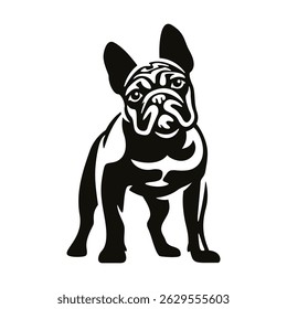 French Bulldog silhouette icon. Standing dog black logo vector illustration