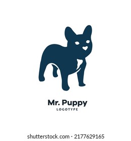 French bulldog silhouette illustration for logo or cut out template