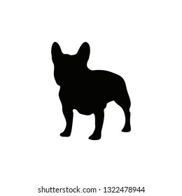 French bulldog silhouette sketch in black color isolated white  Realistic frenchie vector illustration 