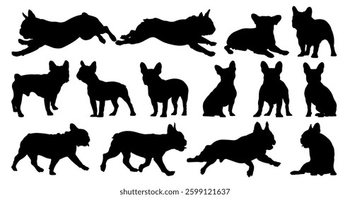 French Bulldog silhouette vector illustration set