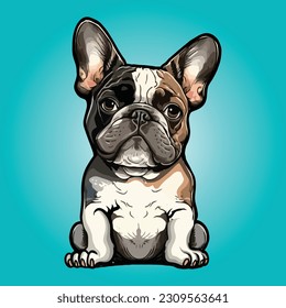 
French Bulldog sit Cartoon Logo