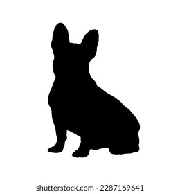 French bulldog sitting dog silhouette. Vector dog breeds