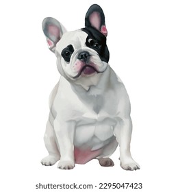 french bulldog with style hand drawn watercolor digital painting illustration