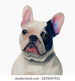 french bulldog with style hand drawn watercolor digital painting illustration