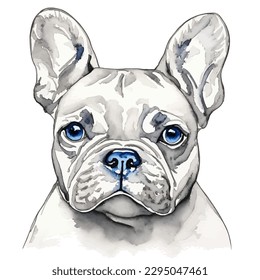 french bulldog with style hand drawn watercolor digital painting illustration