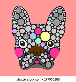 french bulldog sugar skull, frenchie cute dog day of the dead, vector illustration design