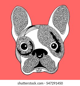 french bulldog sugar skull, frenchie cute dog day of the dead, vector illustration design hand drawn