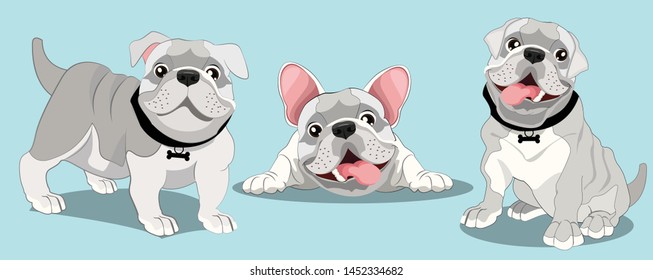 French Bulldog In Three Cute Poses