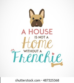 French Bulldog Typographic Background. Poster / Greeting Card in Vintage Style