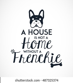 French Bulldog Typographic Background. Poster / Greeting Card in Vintage Style