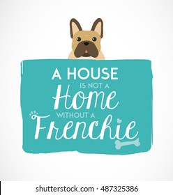 French Bulldog Typographic Background. Poster / Greeting Card in Vintage Style