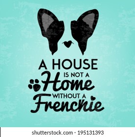 French Bulldog Typographic Background in Vintage Style