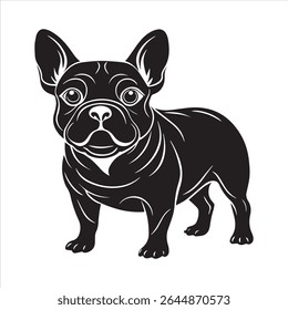 Ilustração de arte vetorial buldogue francês sobre um fundo branco
