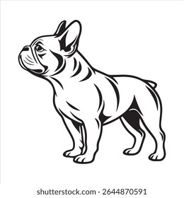Ilustração de arte vetorial buldogue francês sobre um fundo branco