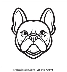 Ilustração de arte vetorial buldogue francês sobre um fundo branco