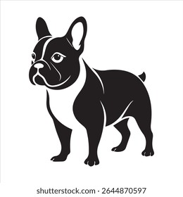Ilustração de arte vetorial buldogue francês sobre um fundo branco