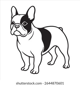 Ilustração de arte vetorial buldogue francês sobre um fundo branco