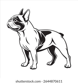 Ilustração de arte vetorial buldogue francês sobre um fundo branco