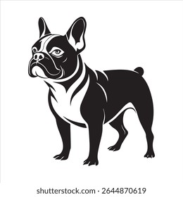 Ilustração de arte vetorial buldogue francês sobre um fundo branco