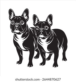 Ilustração de arte vetorial buldogue francês sobre um fundo branco