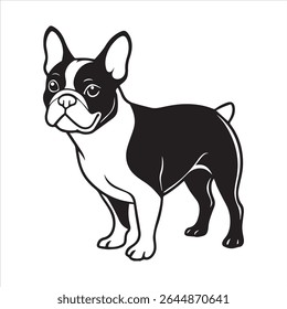 Ilustração de arte vetorial buldogue francês sobre um fundo branco