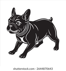 Ilustração de arte vetorial buldogue francês sobre um fundo branco