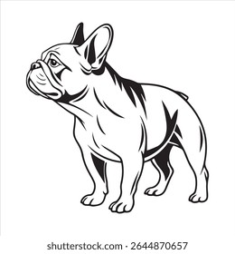 Ilustração de arte vetorial buldogue francês sobre um fundo branco