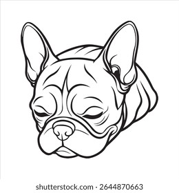 Ilustração de arte vetorial buldogue francês sobre um fundo branco