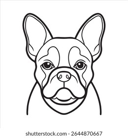Ilustração de arte vetorial buldogue francês sobre um fundo branco