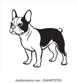 Ilustração de arte vetorial buldogue francês sobre um fundo branco