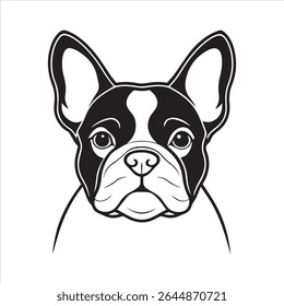 Ilustração de arte vetorial buldogue francês sobre um fundo branco