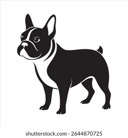 Ilustração de arte vetorial buldogue francês sobre um fundo branco