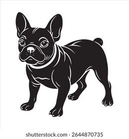 Ilustração de arte vetorial buldogue francês sobre um fundo branco
