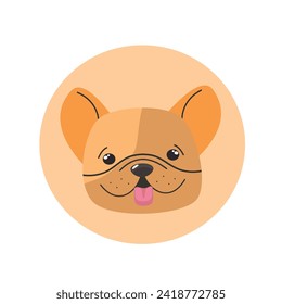 French bulldog vector in a circle Cute cartoon french bulldog puppy isolated on white background