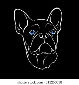 French Bulldog. Vector illustration for a card or poster. Print on clothes. Cute puppy. Pedigree dog.