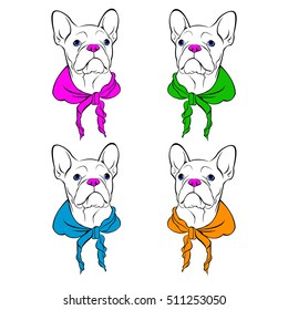 French Bulldog. Vector illustration for a card or poster. Print on clothes. Cute puppy. Pedigree dog.