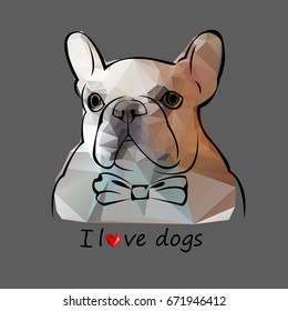 French Bulldog. Vector illustration for a card or poster. Print on clothes. Cute puppy. Pedigree dog.