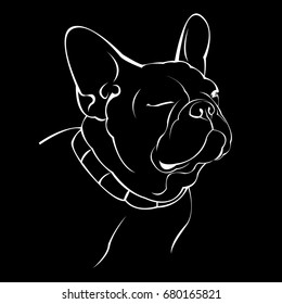 French Bulldog. Vector illustration for a card or poster. Print on clothes. Cute puppy. Pedigree dog.