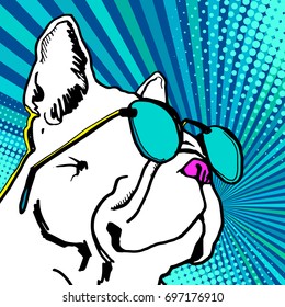 French Bulldog. Vector illustration for a card or poster. Print on clothes. Cute puppy. Pedigree dog.