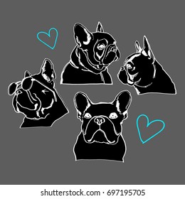 French Bulldog. Vector illustration for a card or poster. Print on clothes. Cute puppy. Pedigree dog.